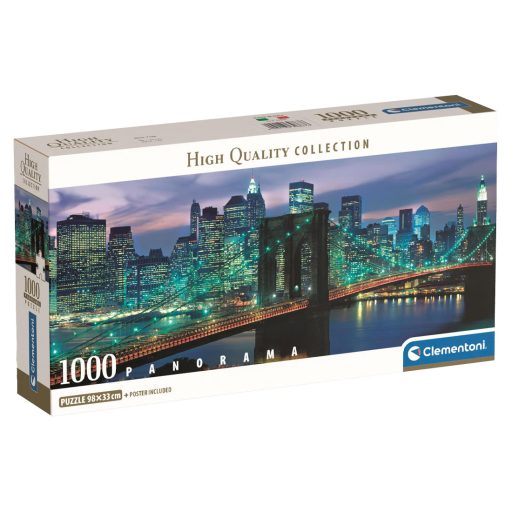 Puzzle, New York, Brooklyn-i híd, 1000 db-os, panoráma, poszterrel, 33x18 cm dob.
