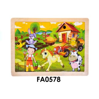 Fa puzzle, Farmos, több féle kép, 30x23 cm pvc csom