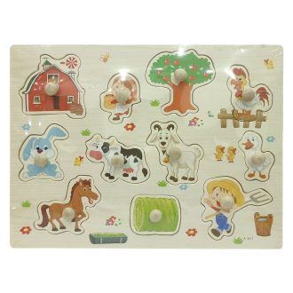 Fa ki-berakó, fafogantyús, 6 féle, 30x23 cm pvc csom