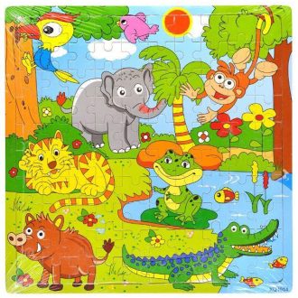 Fa puzzle, mesés, vadállatos, 30x30 cm pvc csom