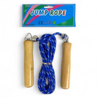   Ugrálókötél, fa forgós fogantyú, 4 szín, 13*17+ cm zacsk.