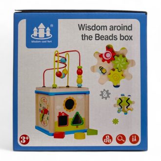   Fa activity kocka, drótpályás ügyességi, óra, 20x20 cm dob.