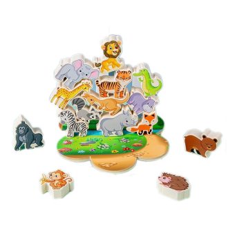 Fa egyensúlyozós játék, vadállatos, 21x18 cm dob.