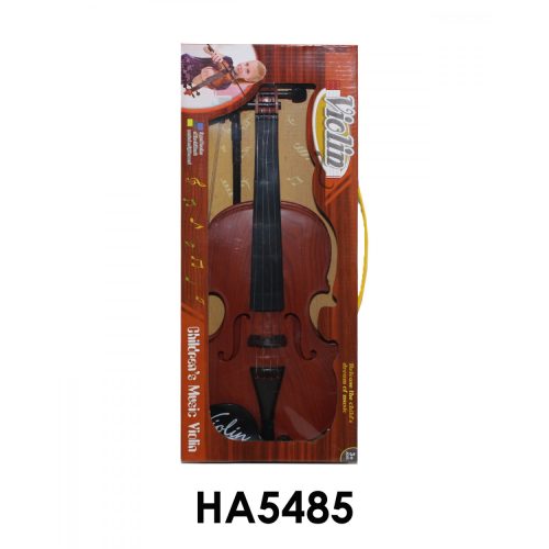 Hegedű, hagyományos, barna, 42x16 cm dob.