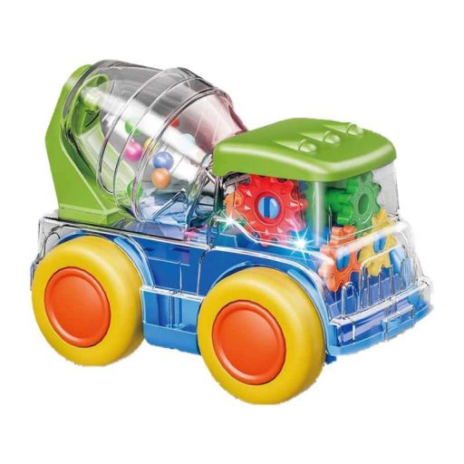 Teherautó, el., hang-fény, bolygóker., betonkeverő, fogaskerekes, átlátszó, 21,5x13 cm dob.