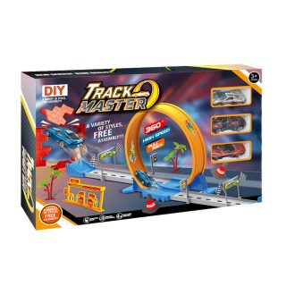 Autópálya klt., kilövős, hurkos,+ 3 autó, 38x25 cm dob.