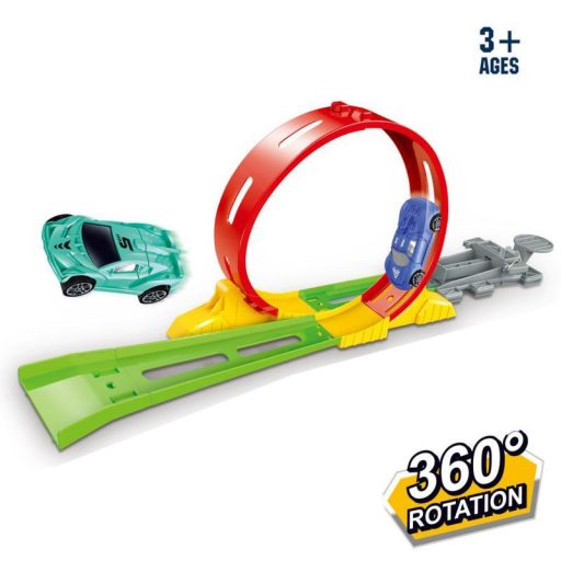 Autópálya klt., kilövős, hurkos, 2 autó, 26x17 cm dob.