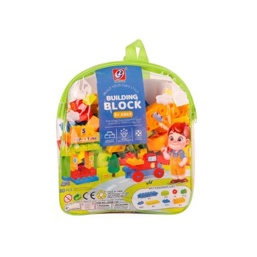 Építőkocka klt., 80 db, 20x23 cm PVC hátizsákban
