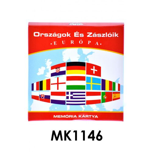 Memória kártya, Országok és Zászlóik-Európa, 8,5x8,5 cm dob.