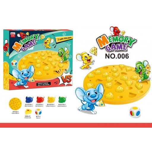 Memória játék, sajt gyűjtő egér, 26x25 cm dob.