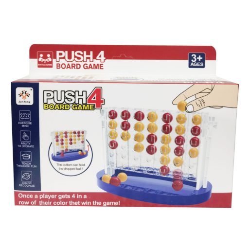 4 a nyerő, társasjáték, golyóval, 25x28+ cm dob.