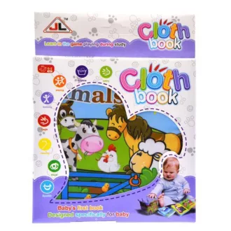   Lapozós textil könyv, háziállatos, csipogós, 12,5*13+ cm dob.