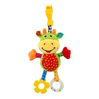   Bébi activity, plüss, csipog, rágóka, + akasztó, 18x31 cm zacsk.