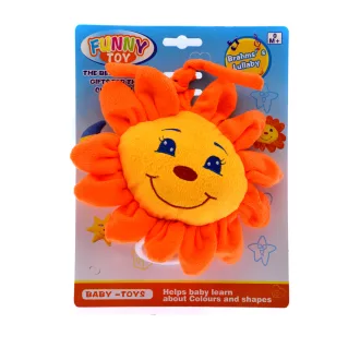 Zenélõ bébi játék, felh., plüss Nap, 19*25 cm lapon