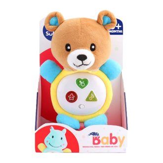   Zenélõ bébi játék, el.,hang-fény, Plüss maci, 16x24 cm dob.