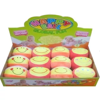   Soft labda, csörgõs, arcos, textil, velúr, plüss,14 cm, 12/displ.