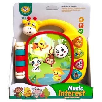   Állathangos zenélõ, el., lapozós, könyv, Sok funkció, 18x22 cm dob.