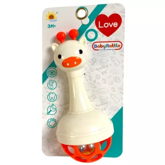   Bébi csörgõ, lyukacsos, labdával, 2 szín, 11x20 cm lapon