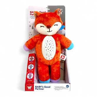   Projektor, plüss róka, el., hang+fény, álló, 18x37 cm dob.