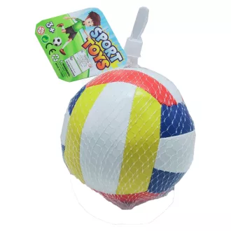 Soft labda, csörgõs, foci mintás, mûbõr, 12 cm, hálós