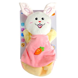 Kézibáb, bélelt, csörgõs, nyúl, plüss, 25+ cm, lapon