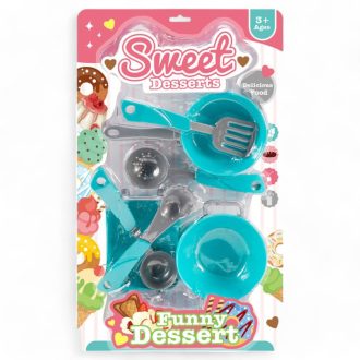 Edény klt., edények + eszk., 2 féle, kék, 24x40 cm lapon