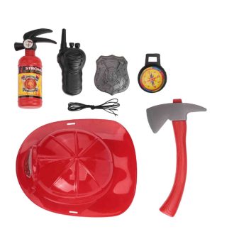 Tûzoltó sisak klt., + szerszám, 22x28 cm hálós