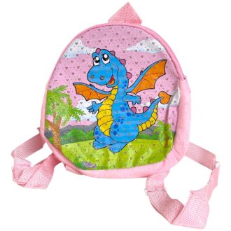 Lányka hátitáska, dínós, 18x20 cm