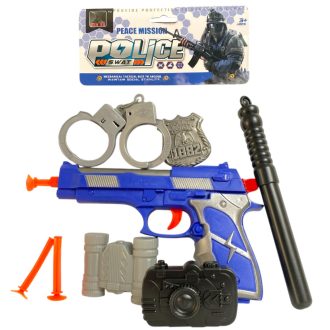   Rendõr klt., pisztoly, tap.kor. lövedék, bilincs, 19x33 cm zacsk.