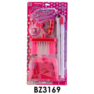   Takarító klt., lapát, partvis, pink, 2 hosszú nyél, 21x43 cm lapon