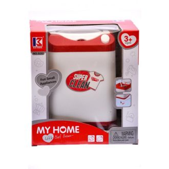 Mosógép, el., felültöltõs, piros-fehér, 19x21 cm dob.