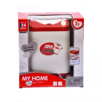 Mosógép, el., felültöltõs, piros-fehér, 19x21 cm dob.