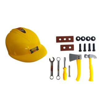 Szerszám klt., + munkás sisak, 23x18 cm hálós