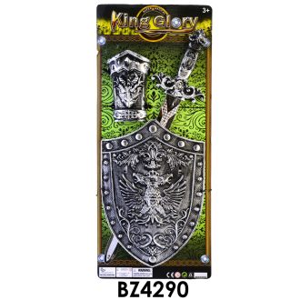 Lovag Klt., pajzs, kézvédõ., kard, 22x53 cm lapon