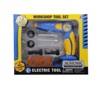   Szerszámgép klt., el., fúrógép, forog+fény, 27x22 cm dob. (2xAA)