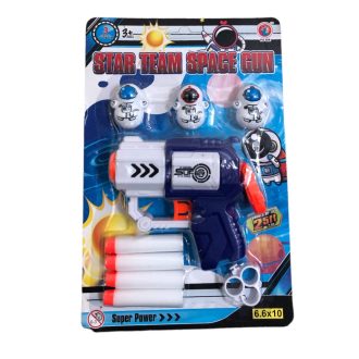   Szivacs lövedék kilövõ pisztoly klt., 4 lövedék, 3 ûrhajós fig., SZ, 17x25 cm lapon