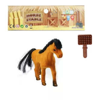 Ló, flokkolt, + fésû, 8x10 cm, zacsk.