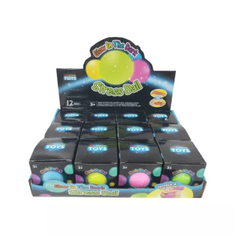   Stresszlabda, sötétben vil., nyunyókás, 6 cm, dob. 12/disp.