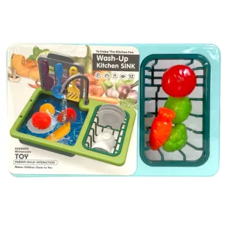 Mosogató klt., edények, kieg., 19x12 cm., papírpánt +PVC