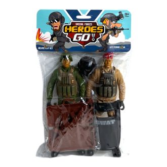 Katonai klt. 2 db fig. + kieg., 17x21+ cm zacsk.