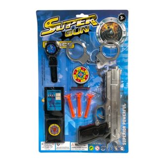   Rendõr klt., pisztoly, tap.kor., bilincs, kieg., 22x38 cm lapon