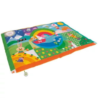   Bébi játszószõnyeg, textil, párnázott, mosható, 135x90 cm, 58x45 cm dob.