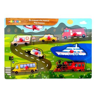   Fa ki-berakó, fogantyús, jármûvek, 8 db, 30x21 cm pvc csom