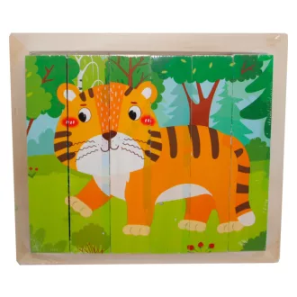 Fa mesekocka, állatok, 15x13 cm pvc