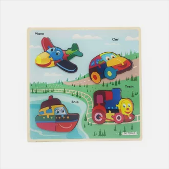 Fa ki-berakó, jármûvek, puzzle, 4 db, 30x30 cm pvc