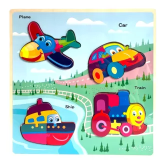 Fa ki-berakó, jármûvek, puzzle, 4 db, 30x30 cm pvc