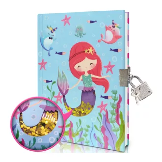 Emlékkönyv, fém lakat, hableány minta, 13x18 cm zacsk.