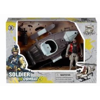 Katonai csónak klt.,+ figura, 24x17 cm dob.