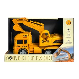 Teherautó, munkagépes, markoló, lend., 27x17 cm dob.