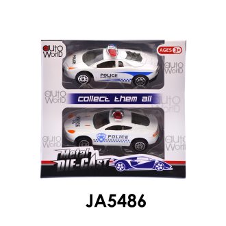 Fém rendõrautó, 2 db, 2 féle, 13x12 cm dob.